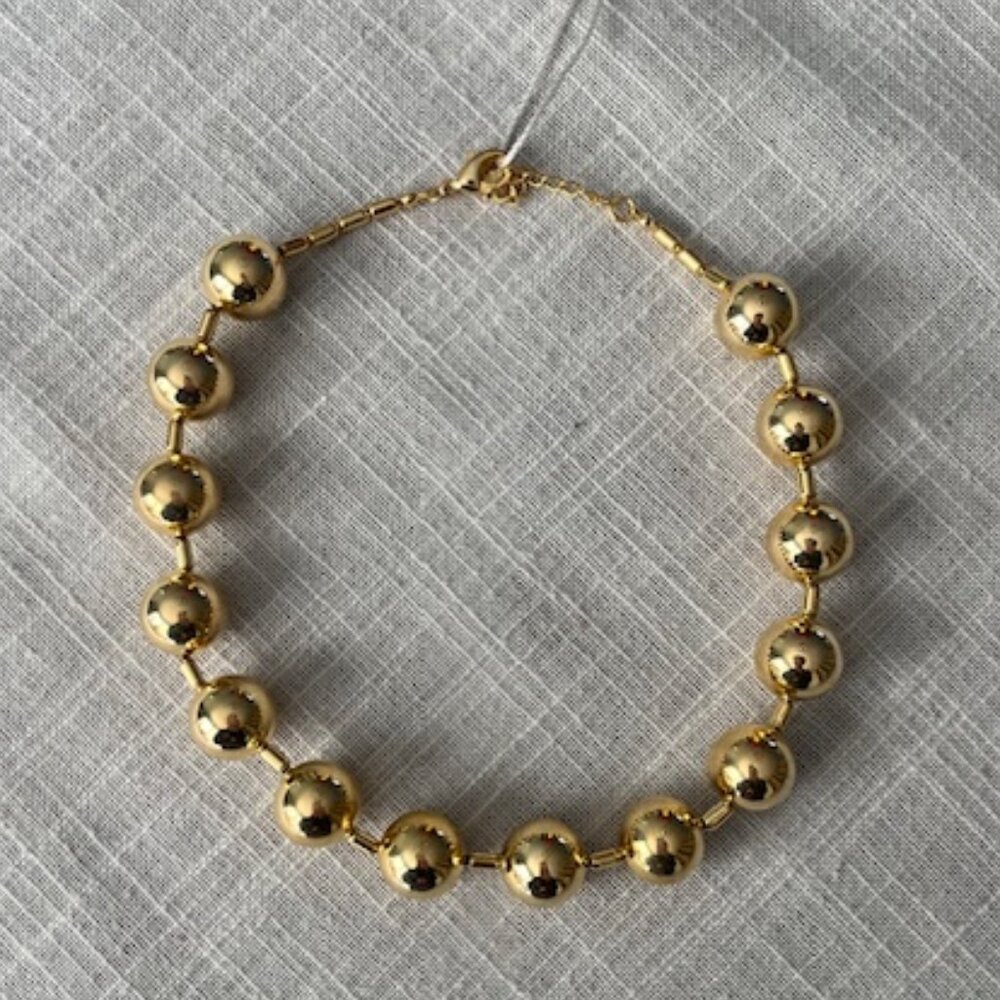 SOLID LARGE GOLD BEADED BALL NECKLACE
